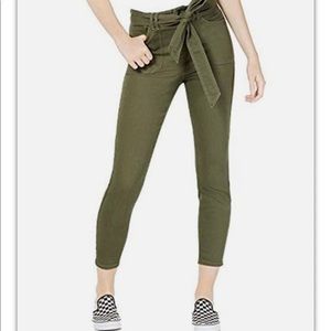 Vanilla Star High Rise Cropped Jeans Size 1 Juniors Khaki Green Belted 2…